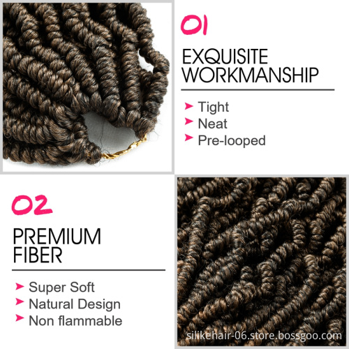 Bomb Twist Crochet Braids Fiber Pre looped Fluffy Twists Braiding Hair Bulk Passion Spring Twist Crochet Braids hair